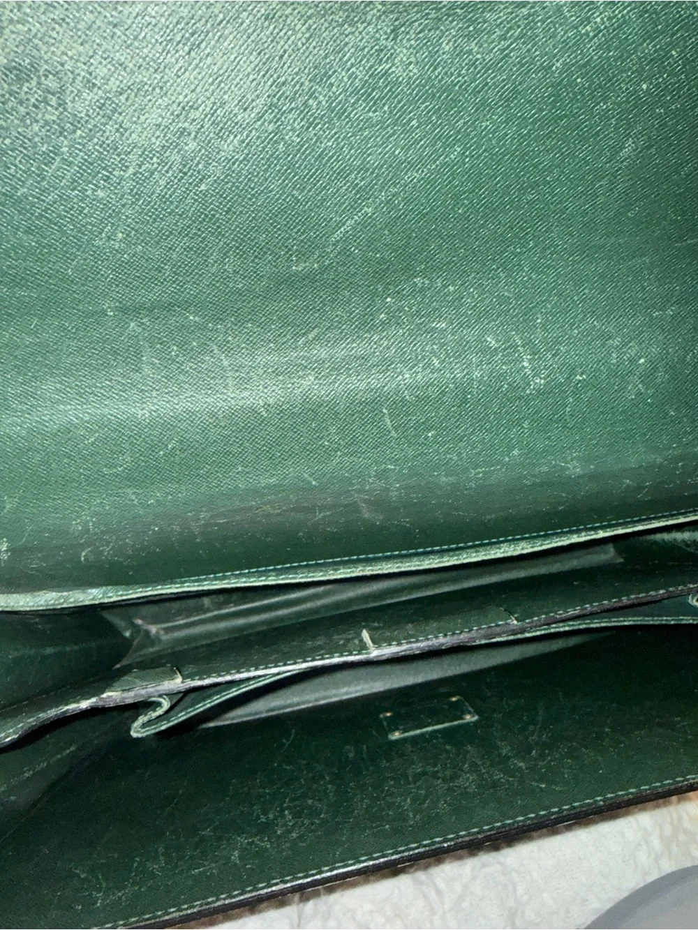 Authentic LV Serviette Kourad Briefcase Taiga Leather Dark Green